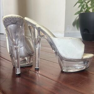 White Platform Heels with Clear Accents